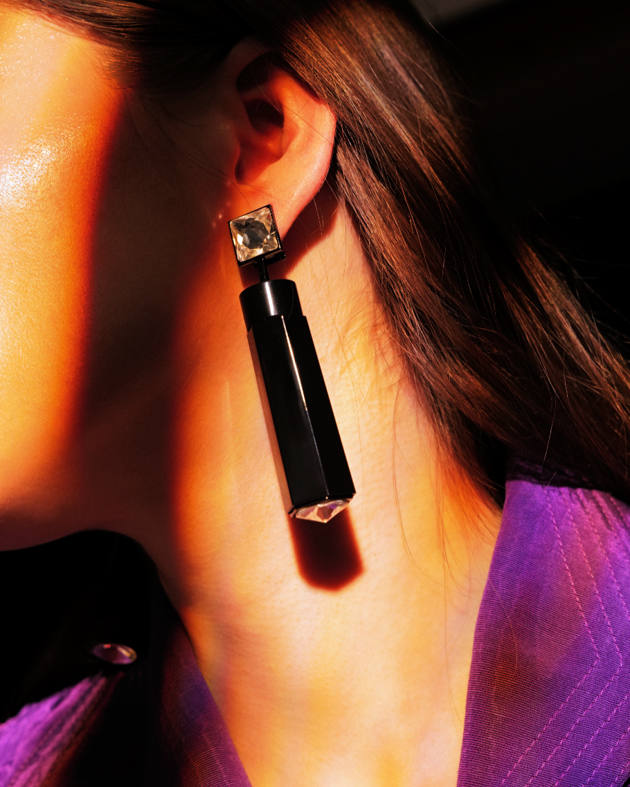 MDR POST Perfume Earrings - Shiny Black Glam